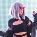 Beautiful Woman Illuminated By Led Lights RY9UH9B 150x150