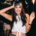 Friends Partying Outdoors With Confetti And Sparkl P7MPSHV 150x150